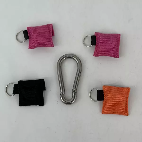 Heavy Duty Stainless Steel Carabiner Spring Snap w/4 CPR Life Key Face Shields