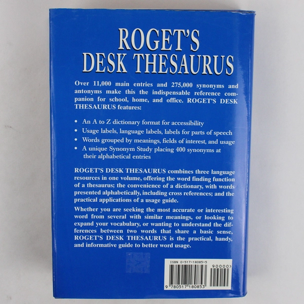 Roget's Desk Thesaurus by RH Disney Staff and Webster Staff 1996 Hardcover