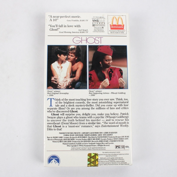 Ghost 1991 VHS Movie Romantic Thriller Classic Film Tape