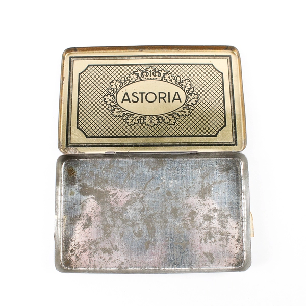 Vintage Waldorf-Astoria Hinged Purple Tobacco Tin