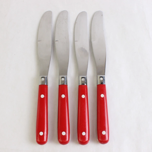 Lot of 4 WF MardiGras Stainless Modern Hollow Knife Red Handle
