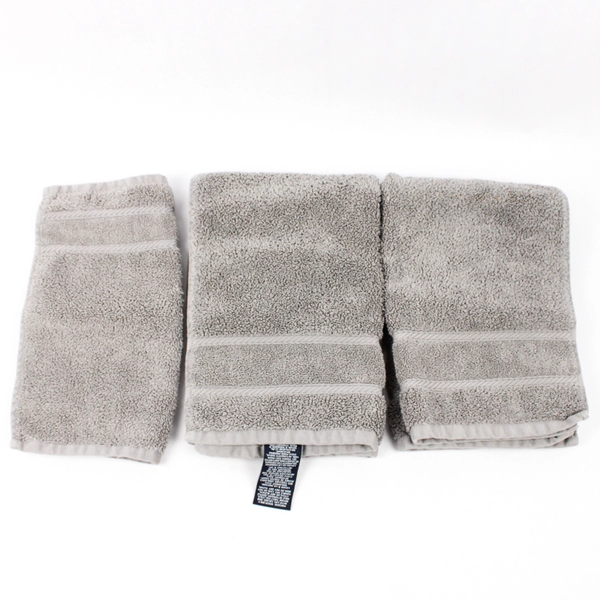 Lot Of 3 Matching Nautica Solid Slate Gray 2 Hand Towels & 1 Washcloth