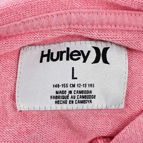 Hurley Pink Hoodie with Sparkly Graphic Girls' Size Large