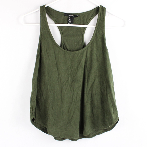 Forever 21 Army Green Racerback Tank Top Women's Small