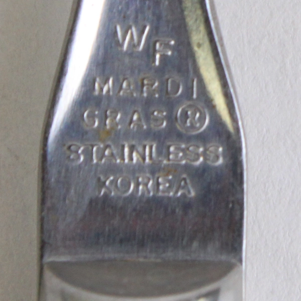 6 Piece Set WF Mardi Gras Stainless Flatware With Blue Handles Made In Korea