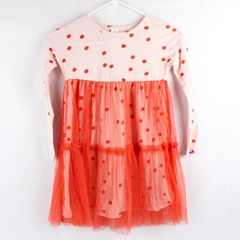 Open Edit Pink and Orange Dress Girls' Size 7 Long Sleeve Tulle Skirt Spots
