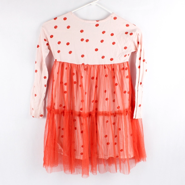 Open Edit Pink and Orange Dress Girls' Size 7 Long Sleeve Tulle Skirt Spots