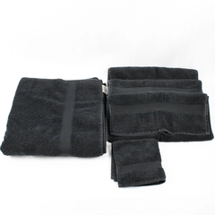Lot Of 5 Turkish Elegance Solid Black Bath Towel, Washcloth & 3 Hand Towels