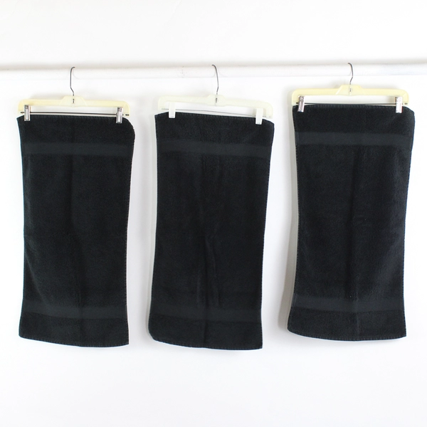 Lot Of 5 Turkish Elegance Solid Black Bath Towel, Washcloth & 3 Hand Towels