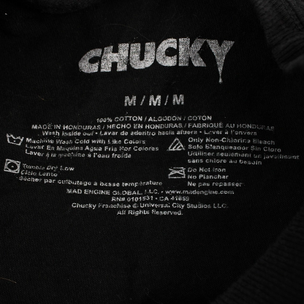 Chucky Black Cotton Graphic T-Shirt Adult Size Medium Good Guys