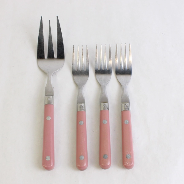 Lot of 4 WF MardiGras Stainless Korea Mixed Flatware Muave Handle