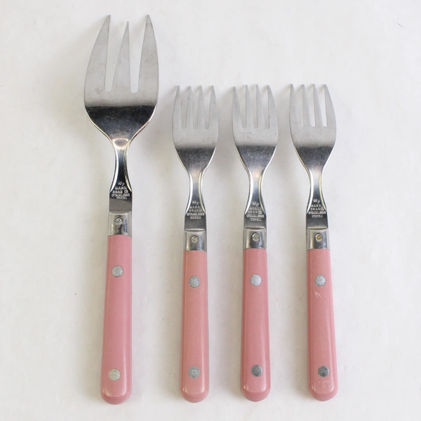 Lot of 4 WF MardiGras Stainless Korea Mixed Flatware Muave Handle