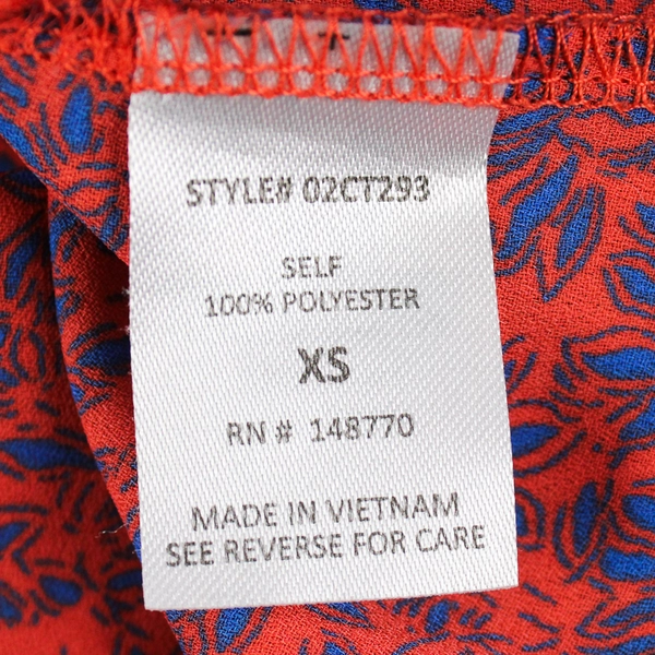 Sienna Sky Red and Blue Leaf Pattern Sleeveless Blouse Women's Small