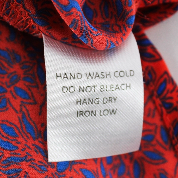 Sienna Sky Red and Blue Leaf Pattern Sleeveless Blouse Women's Small