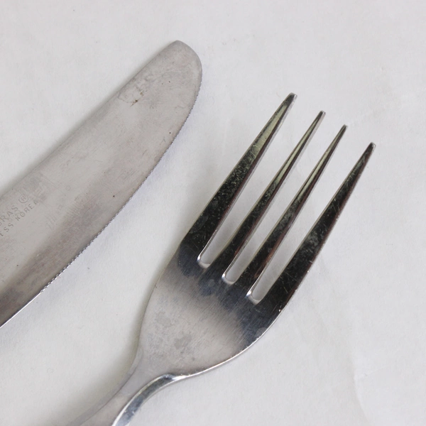 Lot of 2 WF MardiGras Stainless Korea Mixed Flatware Fork Knife Burgundy Handle