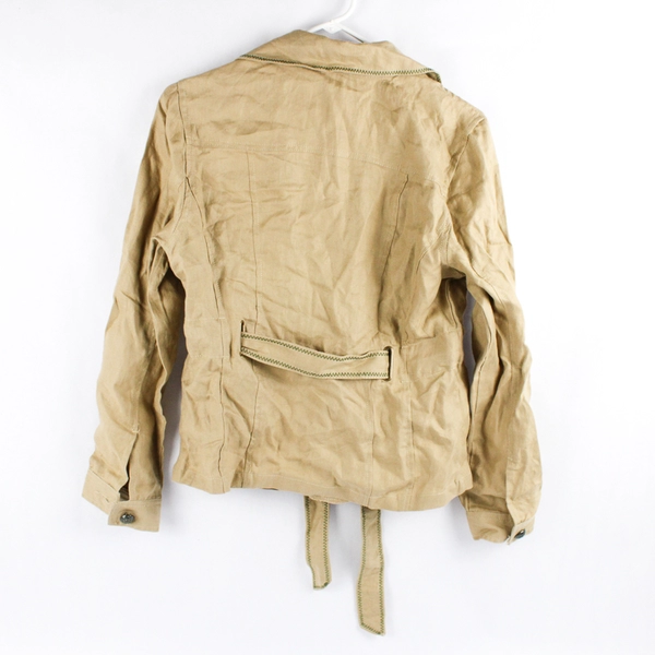 Vintage Live a Little Beige Tie-Front Linen Jacket Women's Medium