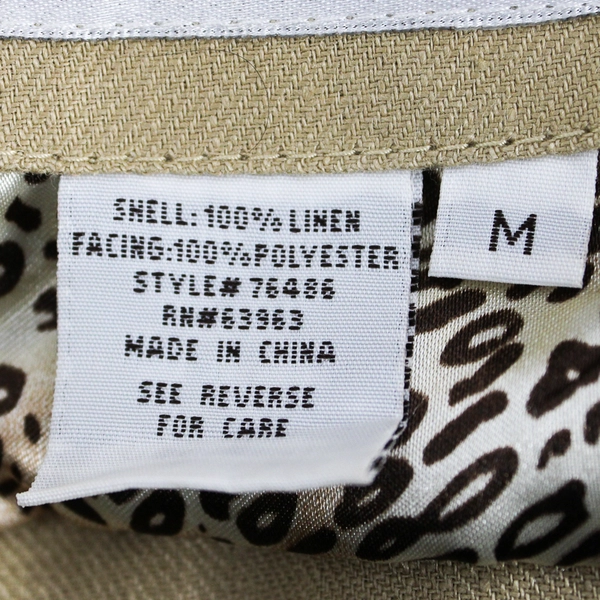 Vintage Live a Little Beige Tie-Front Linen Jacket Women's Medium