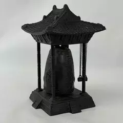 Vintage Oriental Wrought Iron Pagoda Temple Prayer Gong Bell With Hammer