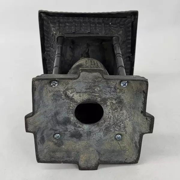 Vintage Oriental Wrought Iron Pagoda Temple Prayer Gong Bell With Hammer