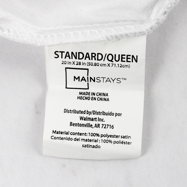 Mainstays Solid Iridescent White 100% Polyester Satin Pillowcase Standard/Queen 