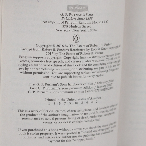Robert B. Parker's Blackjack A Cole and Hitch Novel 2017 Paperback