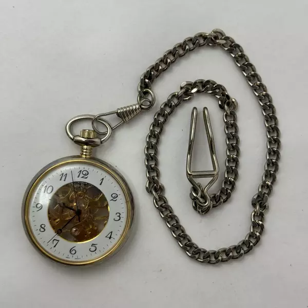 E&C 17 Jewel Skeletonized Manual Wind Pocket Watch And Fob China