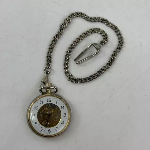 E&C 17 Jewel Skeletonized Manual Wind Pocket Watch And Fob China