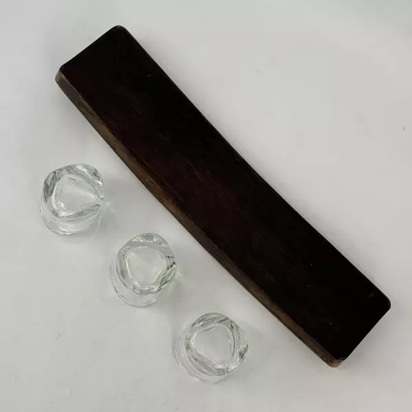 Half Wine Barrel Stave Candle Holder With 3 Clear Glass Votive Candle Holders
