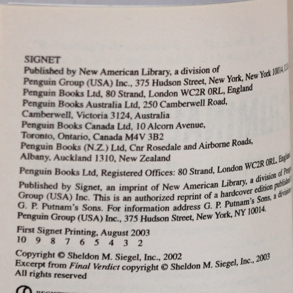 Criminal Intent By Sheldon Siegel Paperback New American Library 2002