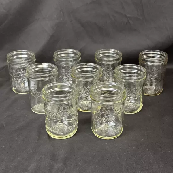 Lot of 9 Ball Wide Mouth Half Pint Canning Jars