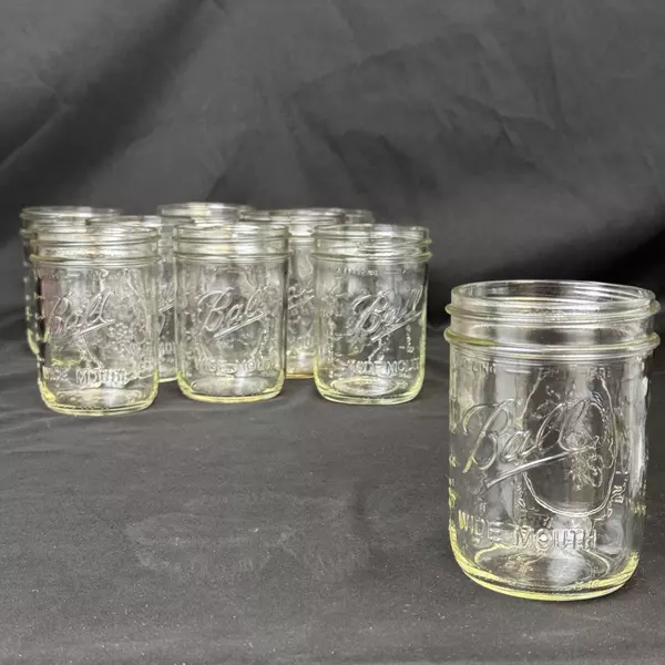 Lot of 9 Ball Wide Mouth Half Pint Canning Jars