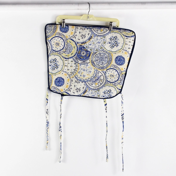 Set of 5 Tile Design Blue, White, and Yellow Patterned Seat Cushions 15" x 17"