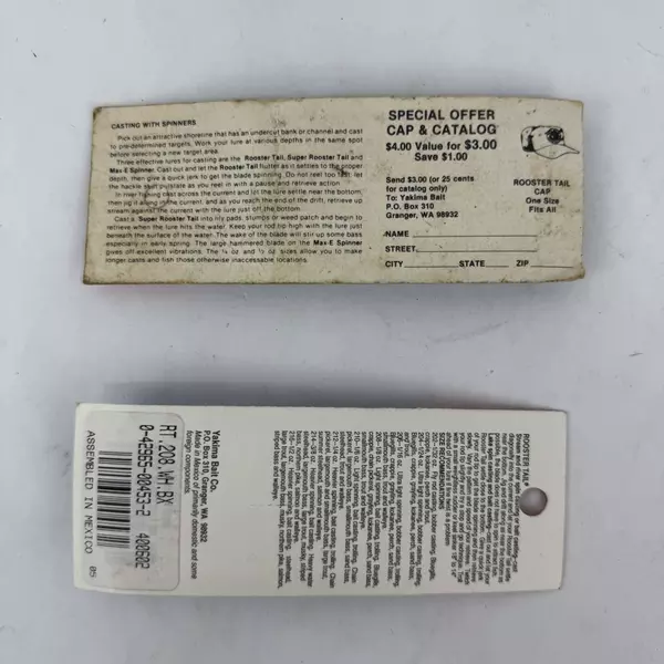 Lot of 2 Wordens Rooster Tail In-Line Spinner 1/16 And 1/8 oz Treble Hook