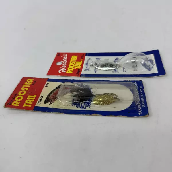 Lot of 2 Wordens Rooster Tail In-Line Spinner 1/16 And 1/8 oz Treble Hook