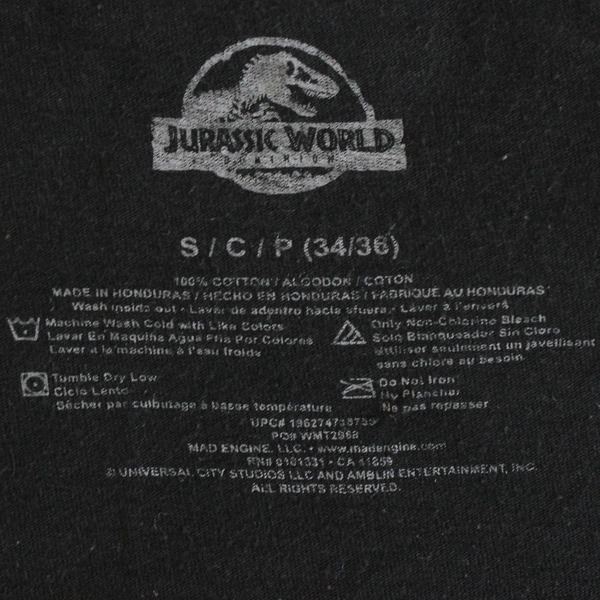 Jurassic World Dominion Jurassic Park Black Cotton T-Shirt Men's Small 34/36
