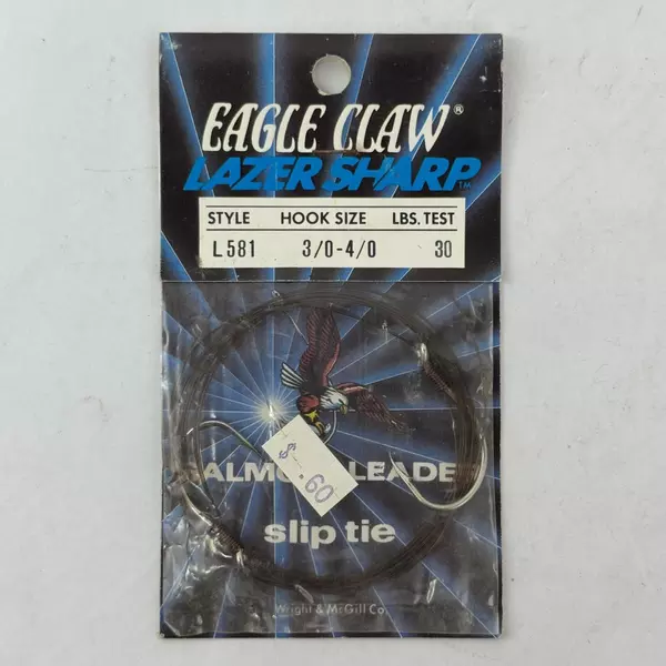 Lot of 3 Vintage Eagle Claw Lazer Sharp Salmon Slip Tie Hooks 3/0-4/0