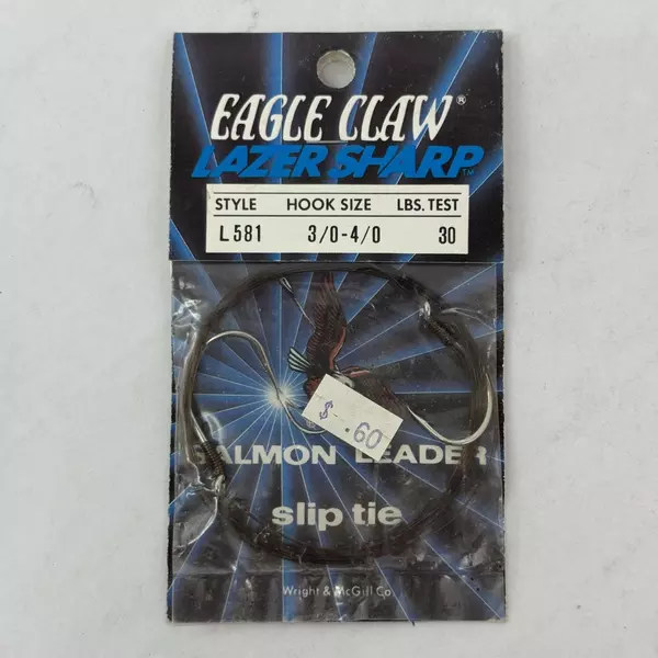 Lot of 3 Vintage Eagle Claw Lazer Sharp Salmon Slip Tie Hooks 3/0-4/0