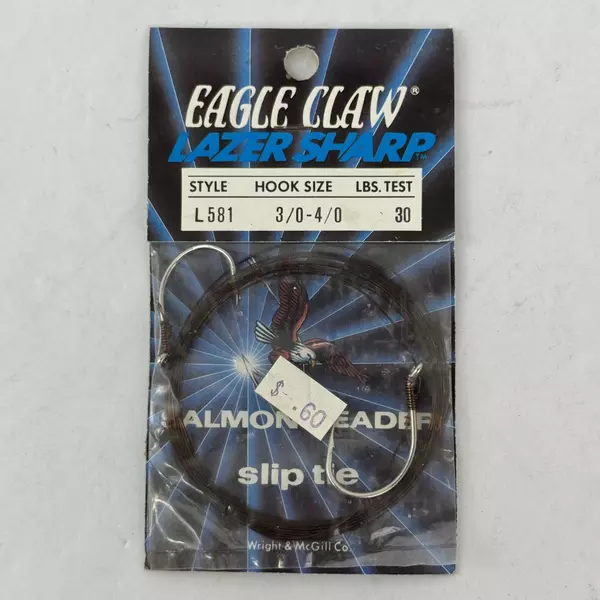 Lot of 3 Vintage Eagle Claw Lazer Sharp Salmon Slip Tie Hooks 3/0-4/0