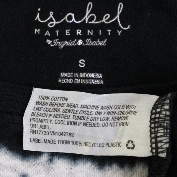 Isabel Maternity Sleeveless Black and White Tie Dye T-Shirt Size S