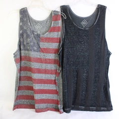 Lot of 2 Well Worn Flag Design Tank Top Shirts Size Large