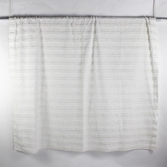 Market Street Bath Shower Curtain Solid White With White Stripes 100% Cotton