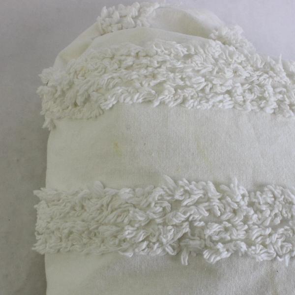 Market Street Bath Shower Curtain Solid White With White Stripes 100% Cotton