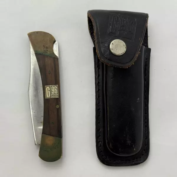 Vintage G96 Model 960 Folding Lockback Pocket Knife And Sheath