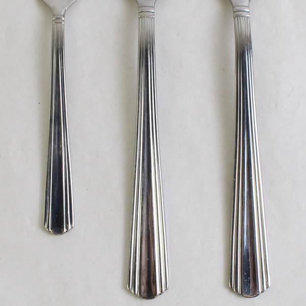 Lot Of 3 Martha Stewart Metropolis Stainless Flatware: Serving Spoons/Salad Fork