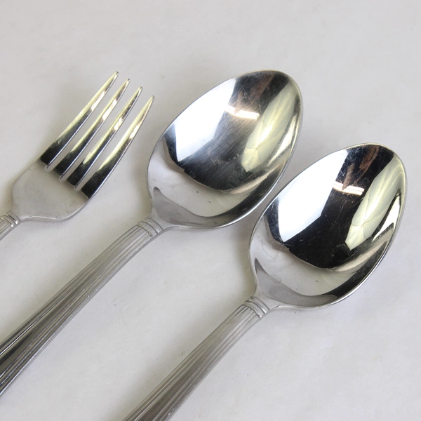 Lot Of 3 Martha Stewart Metropolis Stainless Flatware: Serving Spoons/Salad Fork