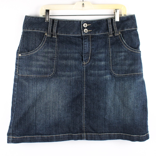 Fashion Bug Dark Wash Short Denim Skirt Women's 16