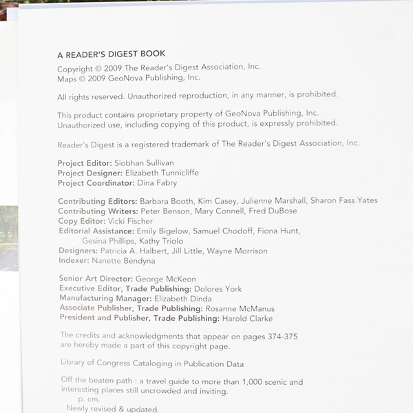 Off the Beaten Path: A Travel Guide... Readers Digest, 2009, Hardcover Book