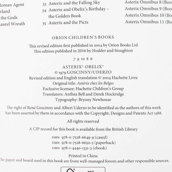 Asterix in Belgium: by René Goscinny & Albert Uderzo 2016 Hardcover