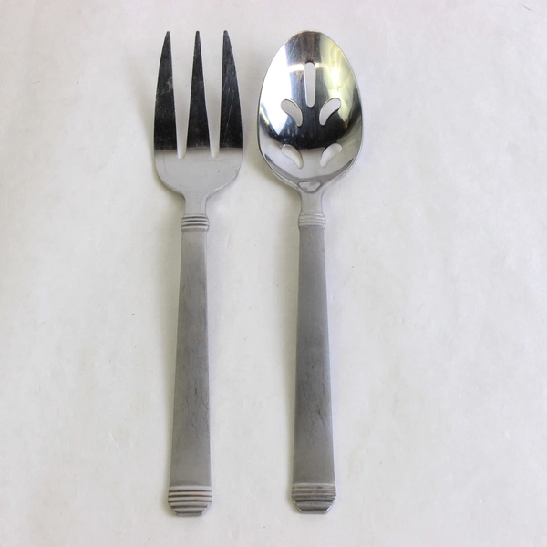 Lot of 2 Martha Stewart MFS1 Stainless Flatware Serving Fork and Slotted Spoon