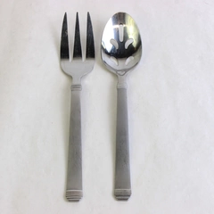Lot of 2 Martha Stewart MFS1 Stainless Flatware Serving Fork and Slotted Spoon